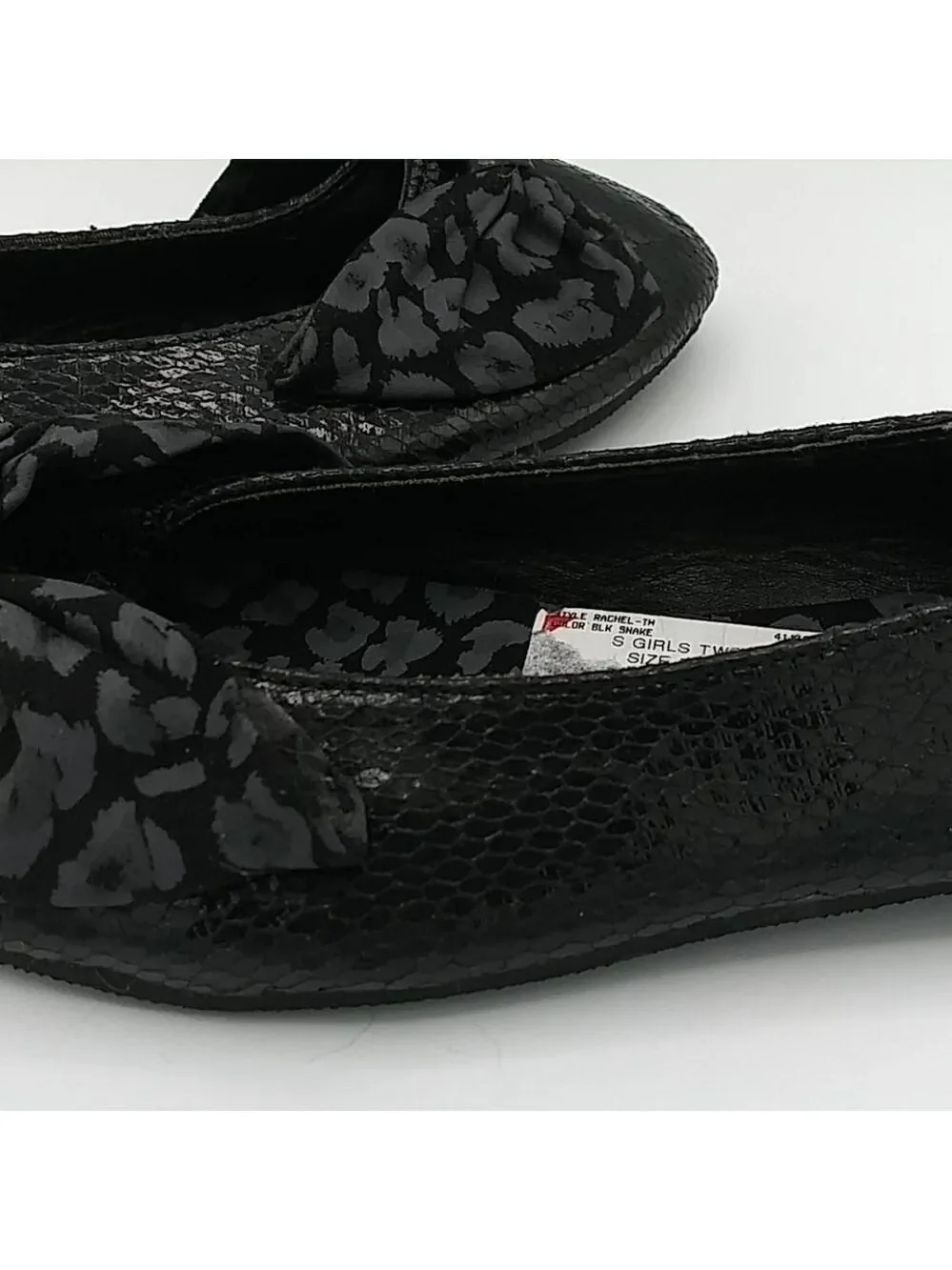 COCO Jumbo Black Snake Skin Pointed Toe Flat Shoe